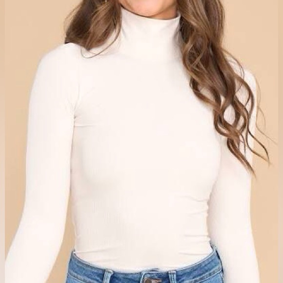 SPANX Suit Yourself Ribbed Long Sleeve Turtleneck Bodysuit | Cream - Picture 9 of 13